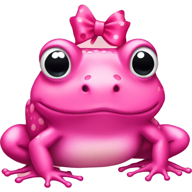 pink frog with bow on its head emoji