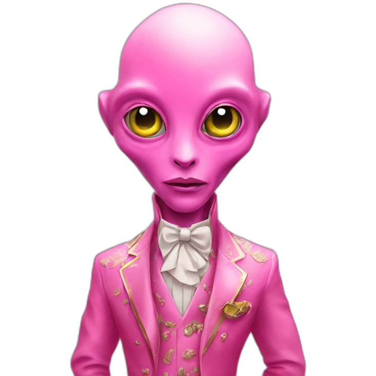 Fancy alien with luxury clothes pink hello emoji