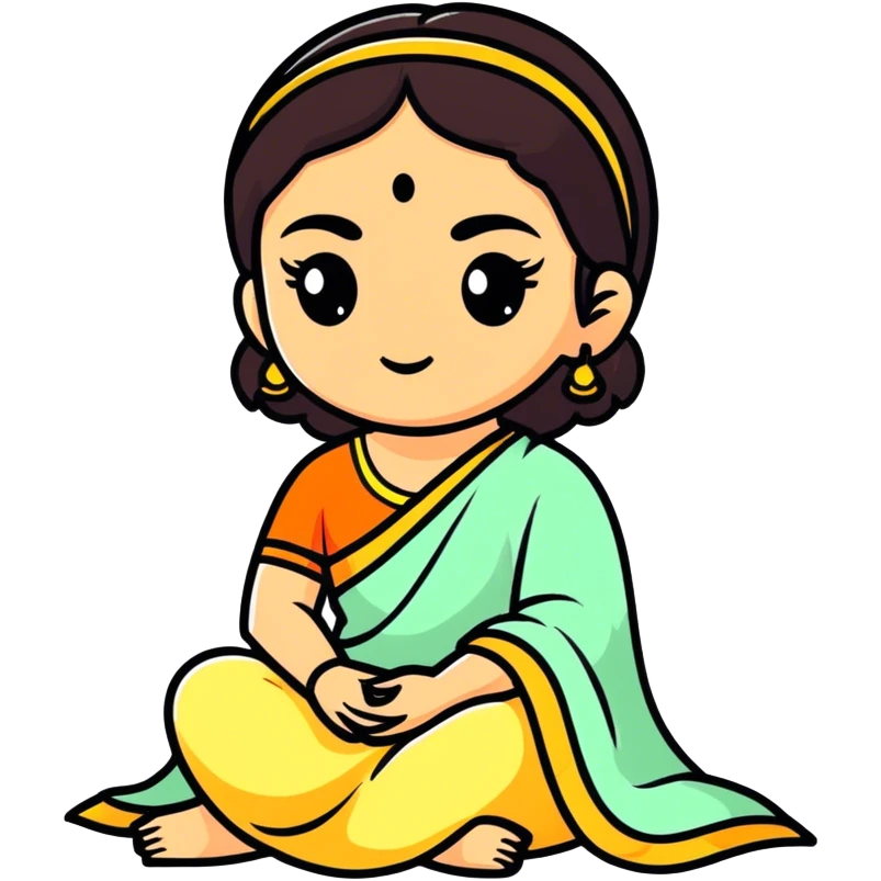 Lady sita dark hair, big eyes and Dark eyes emoji