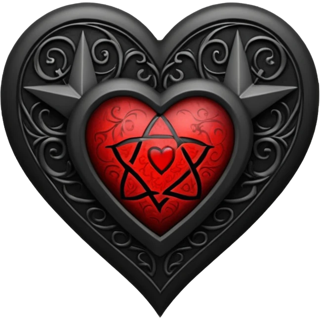 gothic heart with a pentagram emoji