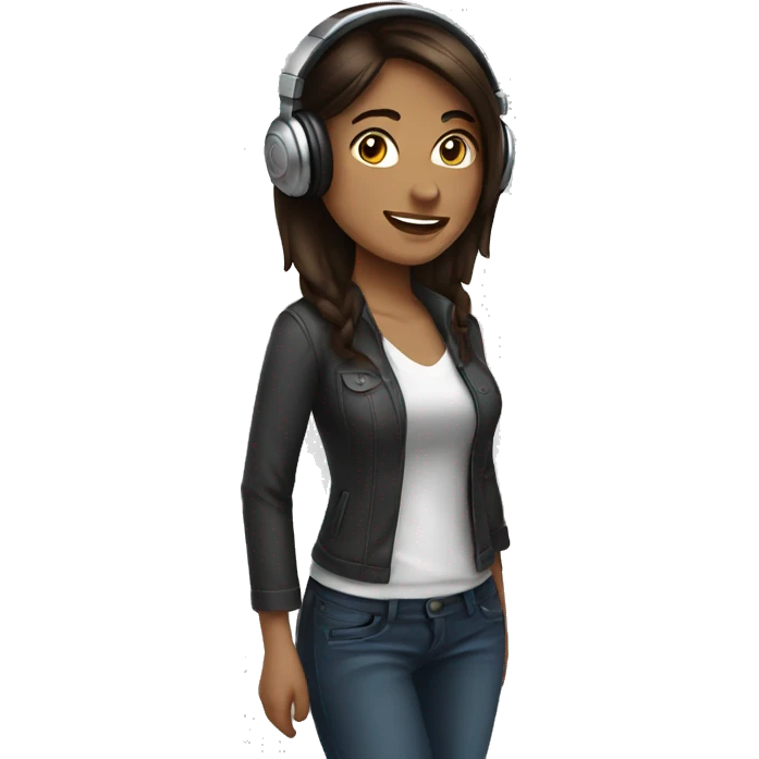 woman with headphones brunette happy emoji
