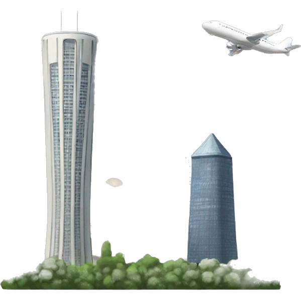 Two towers and a plane emoji