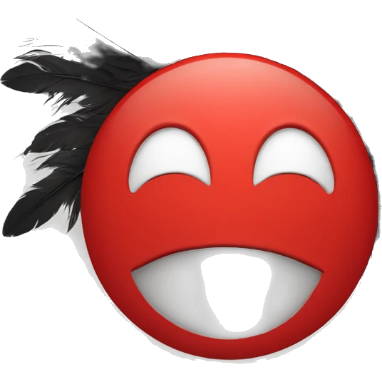 Smile face with feathers and a red hand print across the face emoji