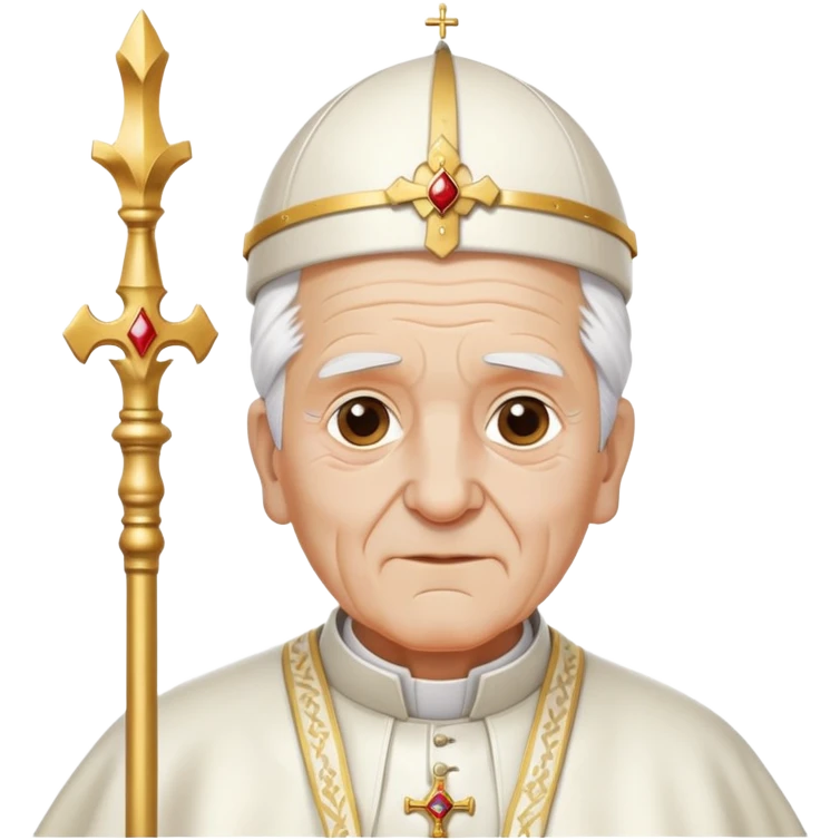 Elderly pope with ceremonial staff emoji