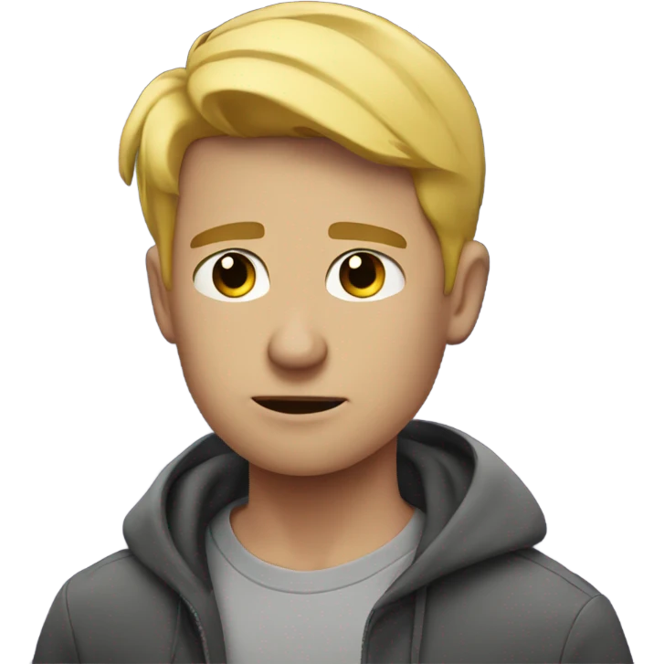 Blonde man sad on New Year’s Day with fireworks emoji