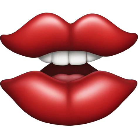 Red lips kissing with love emoji