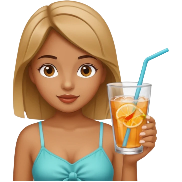 girl with drink , beach style glass emoji