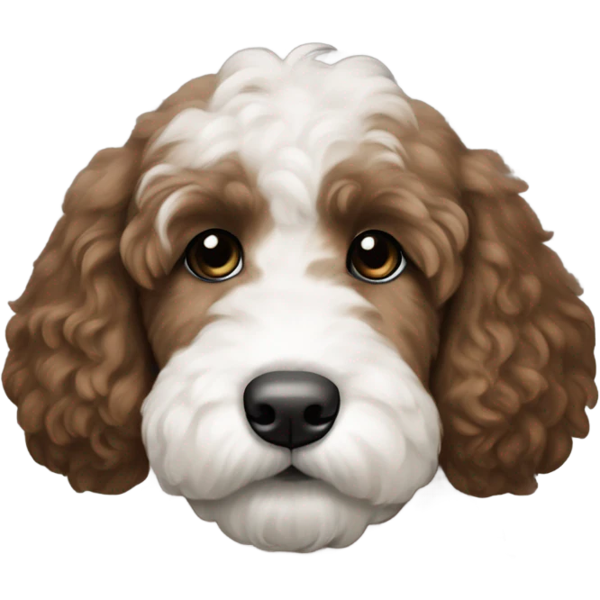 dark brown goldendoodle puppy whit nose and top of head emoji