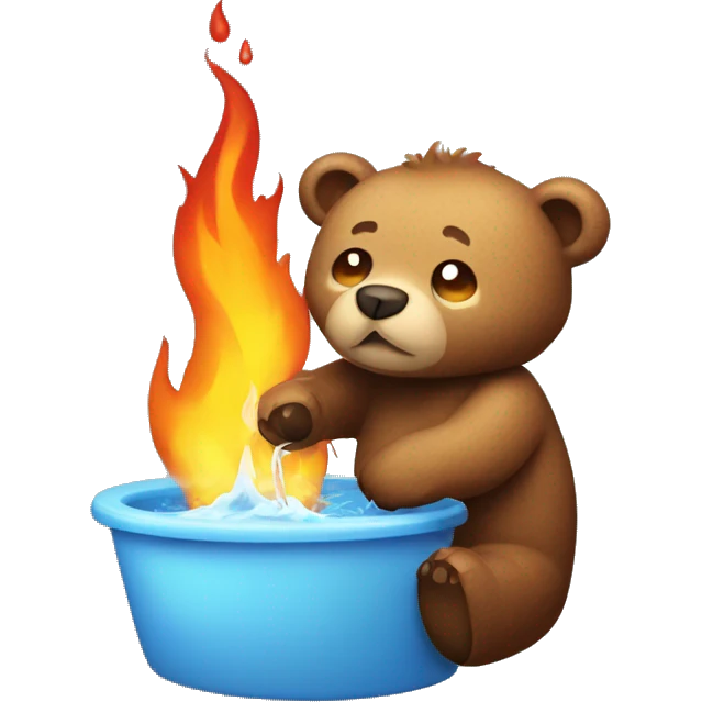 Bear poring water on fire emoji