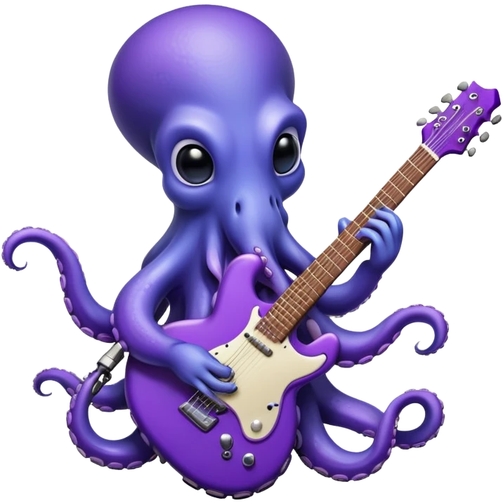 Blue octopus playing a purple guitar emoji