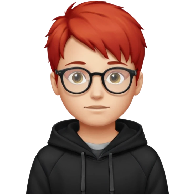 boy with glasses and red hair with black hoodie emoji