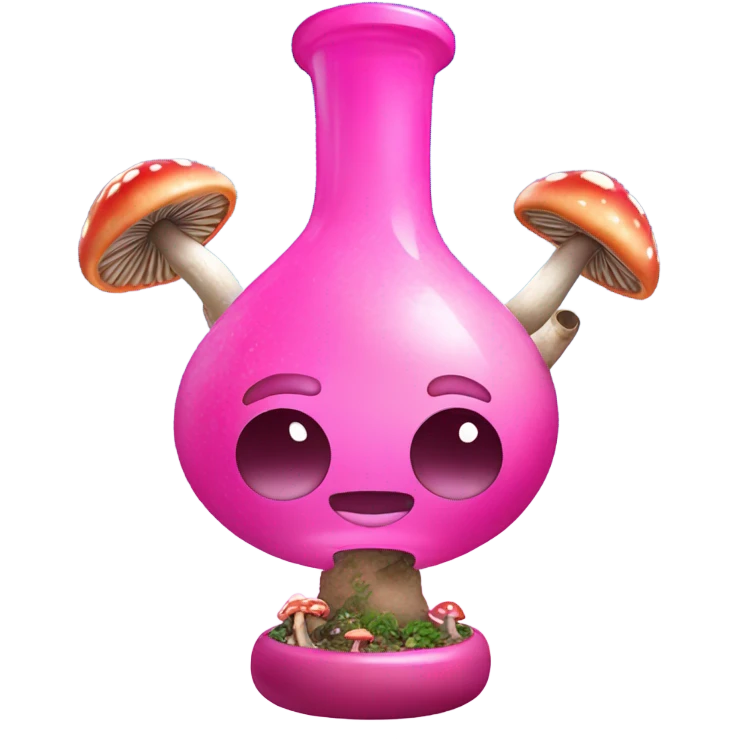 A pink bong with sparkly mushrooms on it emoji