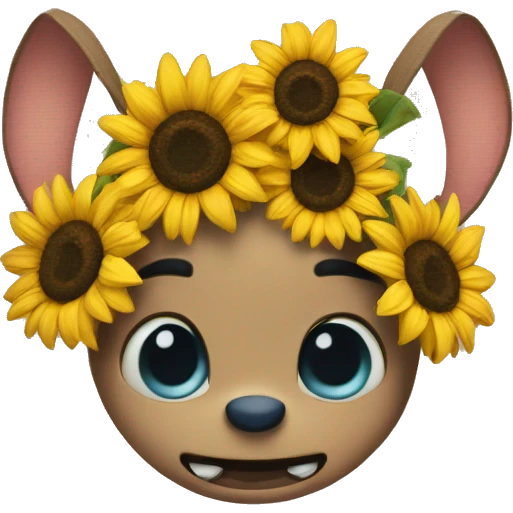 Stitch face with sunflower emoji