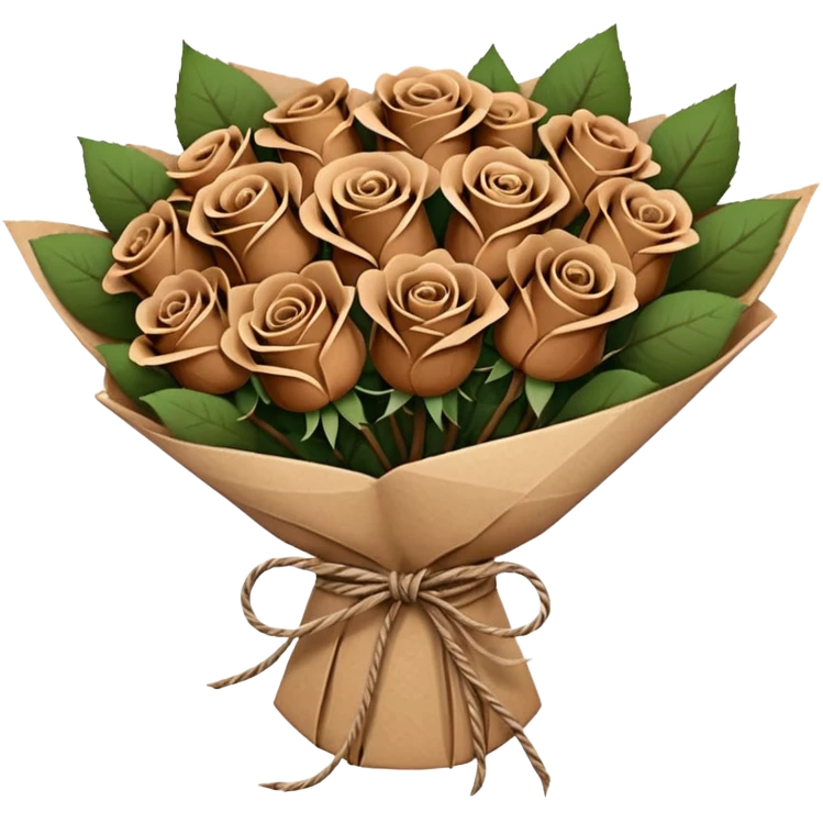 Bouquet of brown roses in a paper package emoji