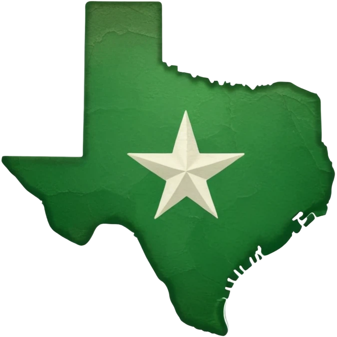 Green state of Texas with tiny green heart outline inside emoji