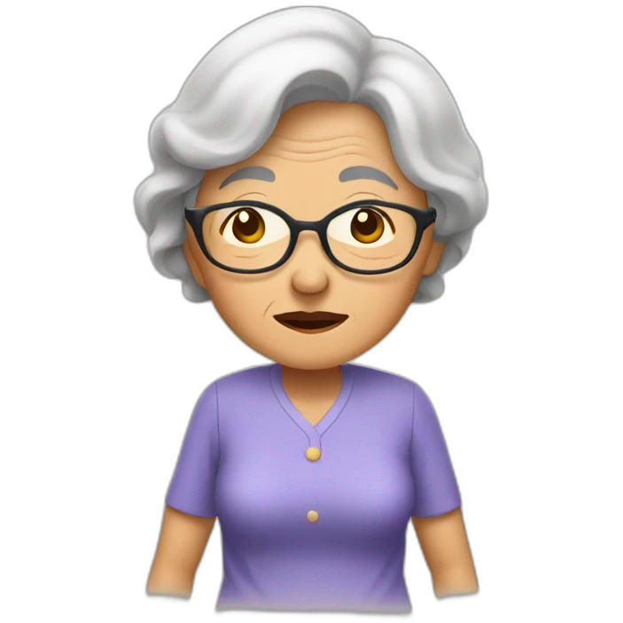 elderly asian woman shrugging shoulders emoji
