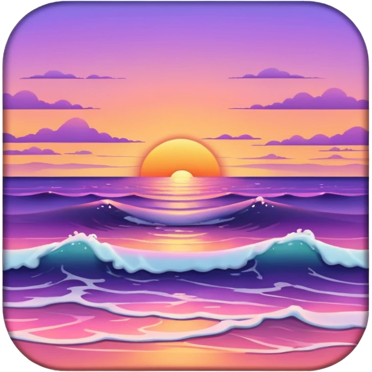 Sunset over a calm ocean with soft waves and a clear sky." emoji