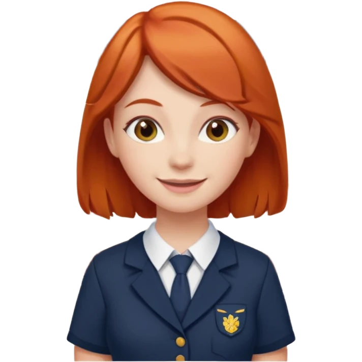 red headed woman with a school in the background emoji