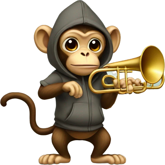 Monkey playing trombone with a hoodie on emoji
