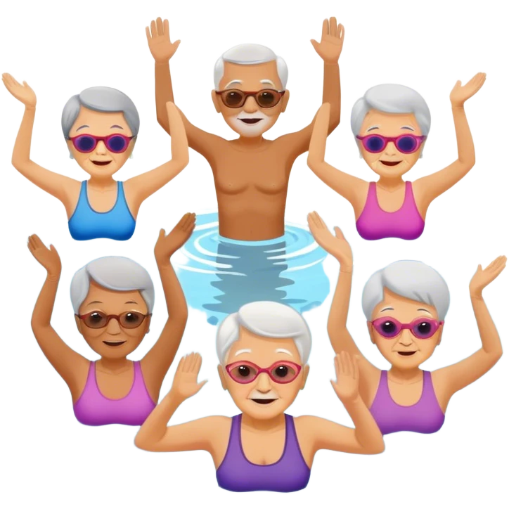 Old people in water aerobics class emoji