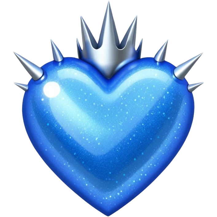 blue glittery heart with chrome spikes emoji