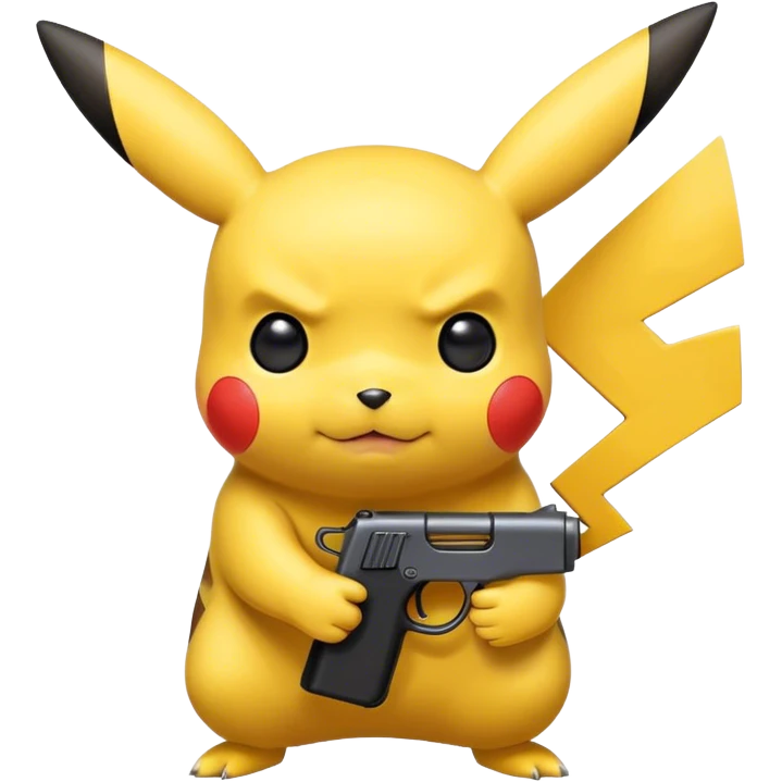 Pikachu holding a black toy gun emoji