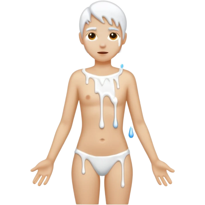 White paint dripping down body emoji