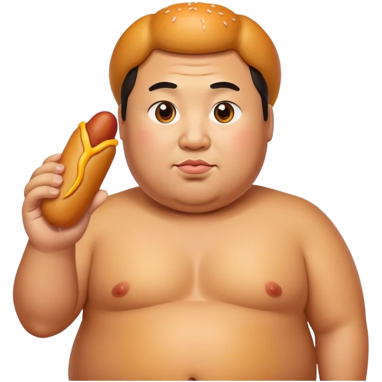 fat chinese man with corndog  emoji