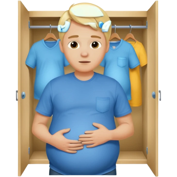Pregnant blonde man in a closet make it a boy emoji