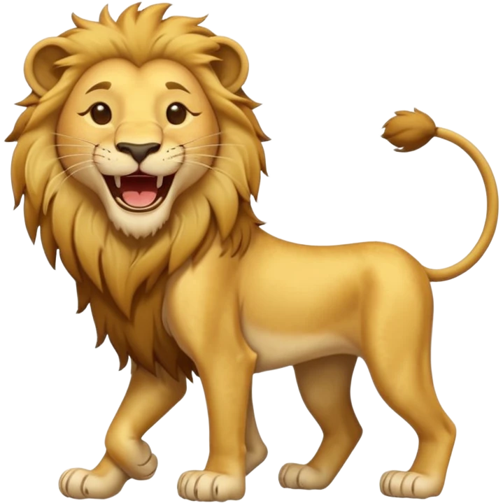 León desnutrido y flaco riéndose  de cuerpo entero emoji