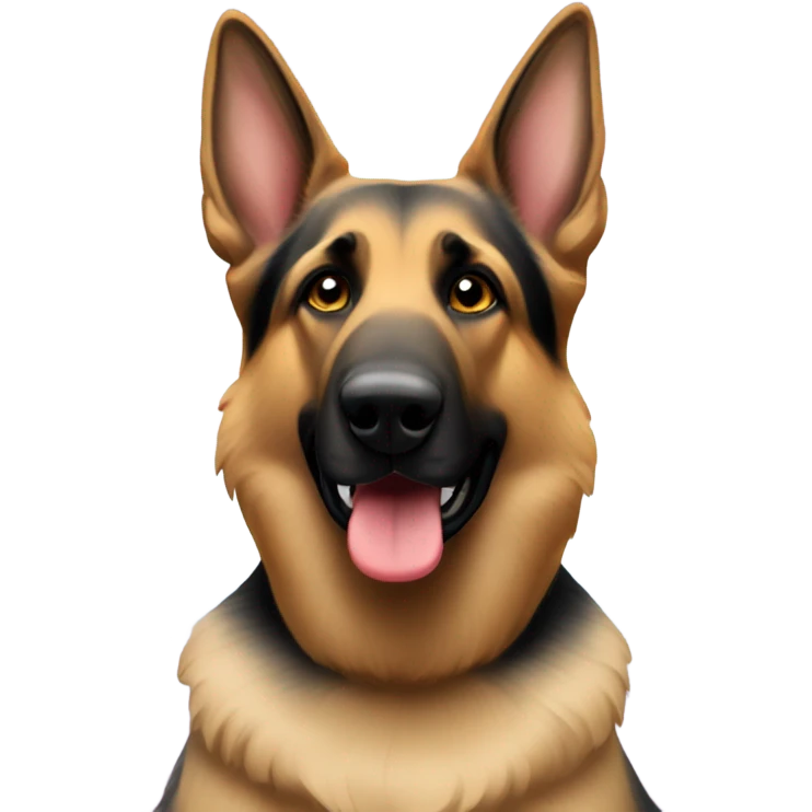 German Shepherd with hearts around it emoji