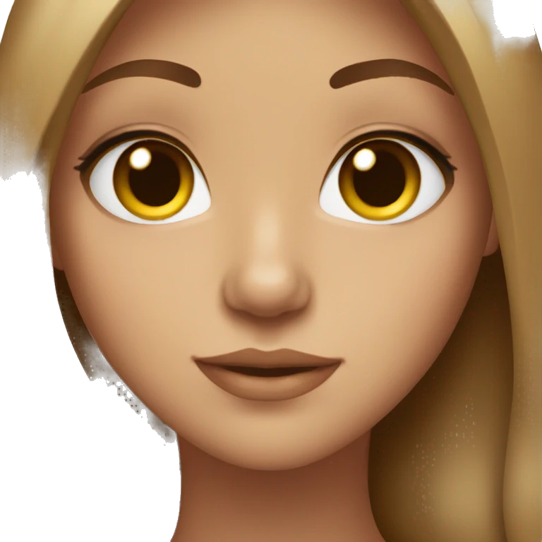 Middle part light brown hair with brown eyes girl emoji