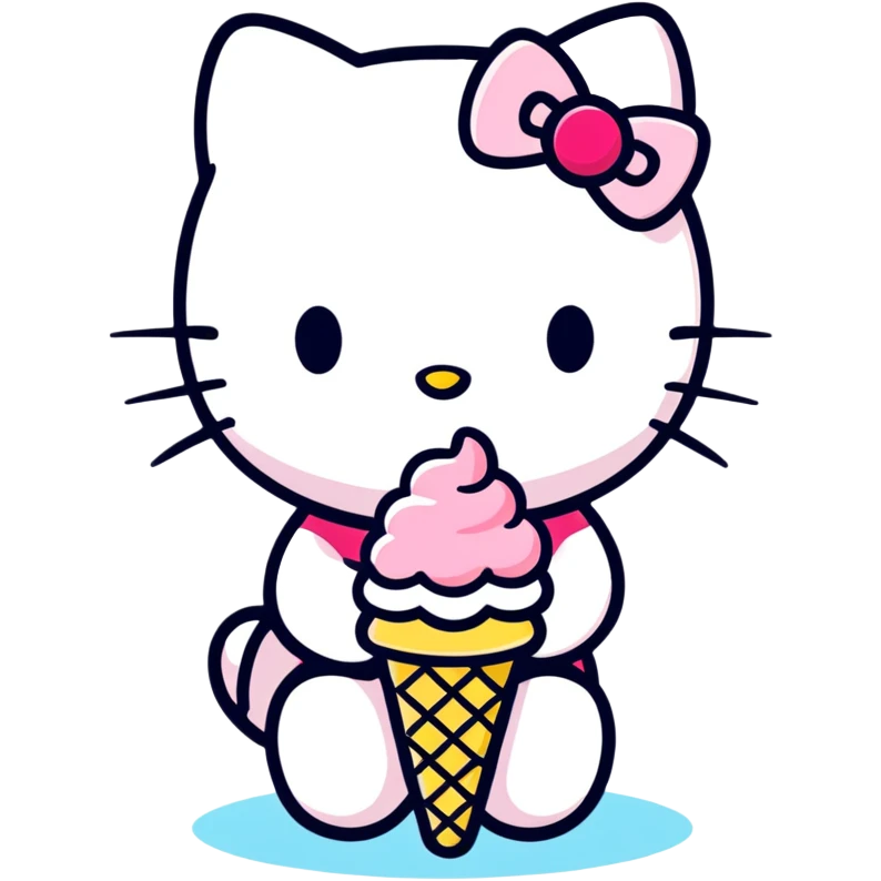 hello kitty eating ice cream emoji