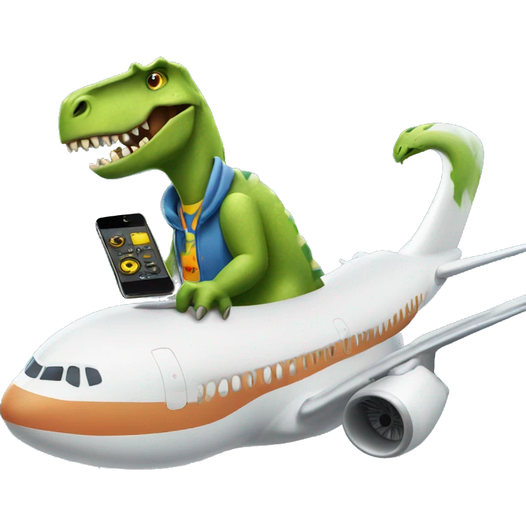 Dinosaur DJ on a plane emoji