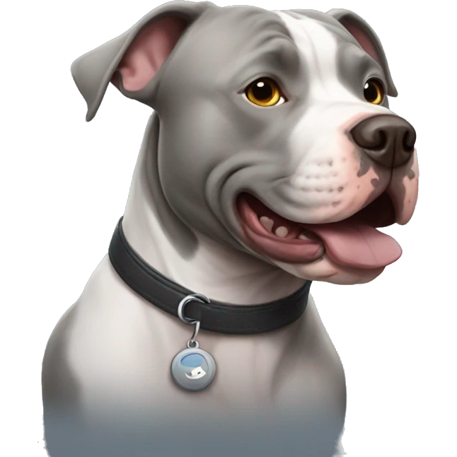  gray pitbull next to meatball emoji