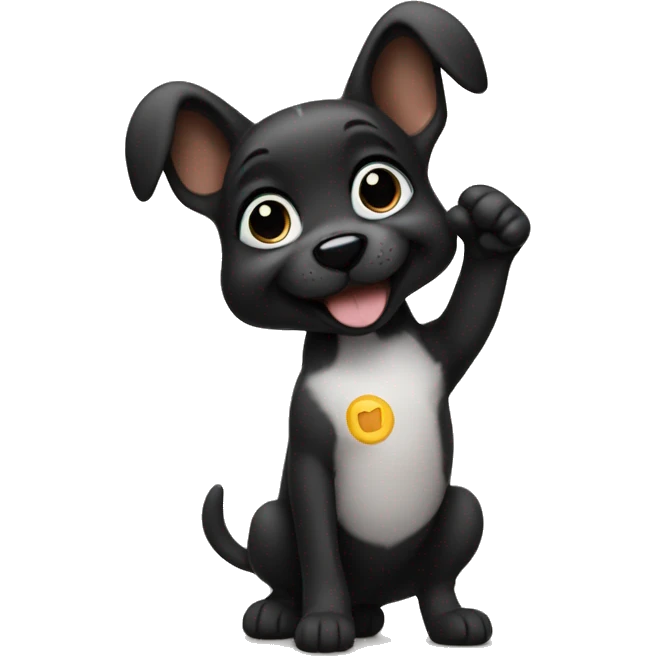 black puppy with thumbs up emoji