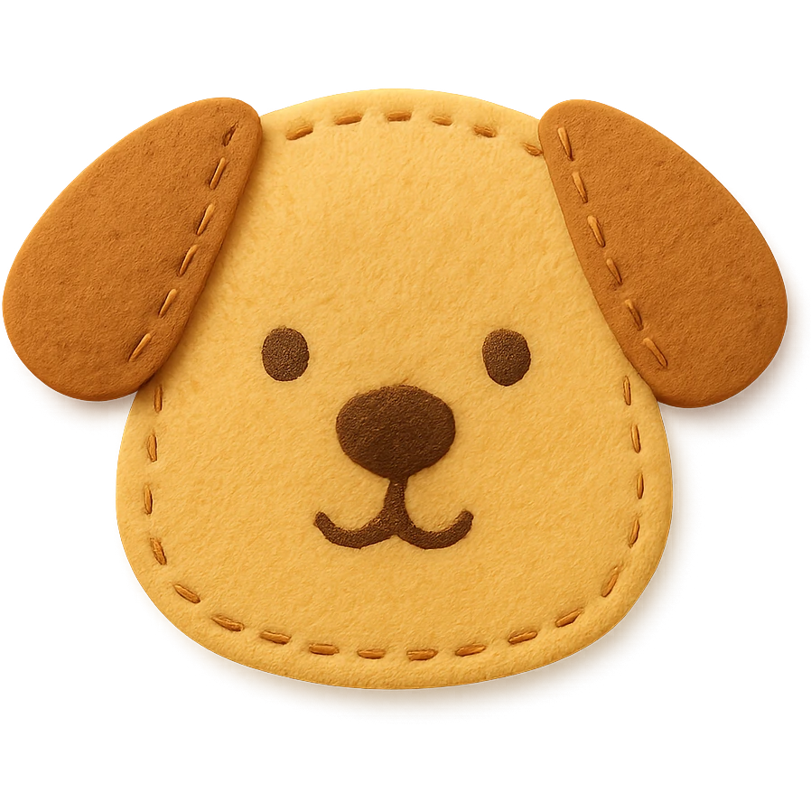 <StylePrompt>
  <Name>Minimal Felt Appliqué Icon</Name>
  <Description>
    A soft, handcrafted felt icon style with lightly padded forms, simple shapes, and clean outlines. Features slightly more visible stitching for tactile charm while maintaining a low-detail aesthetic.
  </Description>
  <VisualProperties>
    <Material>Felt</Material>
    <Texture>Soft, matte surface with subtle fiber detail</Texture>
    <Stitching>
      <Type>Threaded edge stitch</Type>
      <Color>Muted orange or warm brown</Color>
      <Pattern>Evenly spaced running stitch around edges</Pattern>
      <Thickness>Medium (approximately 10% more pronounced than minimal)</Thickness>
      <Contrast>Moderate (stitch color clearly distinct from base felt)</Contrast>
    </Stitching>
    <Padding>Low to moderate—slightly raised but not deeply dimensional</Padding>
    <Edges>Smooth and rounded with clean curves</Edges>
    <ColorPalette>
      <Primary>Warm yellows, oranges, and browns</Primary>
      <Accent>Dark brown for facial features</Accent>
      <Background>Neutral off-white or soft beige</Background>
    </ColorPalette>
  </VisualProperties>
  <FacialFeatures>
    <Eyes>Small round dots</Eyes>
    <Nose>Simple oval or triangle</Nose>
    <Mouth>Minimal curved line or none</Mouth>
    <DetailLevel>Low</DetailLevel>
  </FacialFeatures>
  <Rendering>
    <Lighting>Soft and diffused</Lighting>
    <Shadows>Subtle, barely visible</Shadows>
    <Perspective>Front or side profile, flat angle</Perspective>
  </Rendering>
  <Applicability>
    <SubjectType>Animals, symbols, objects</SubjectType>
    <OutputFormat>Icon, patch, or sticker</OutputFormat>
  </Applicability>
</StylePrompt>

{subject} = dog emoji
