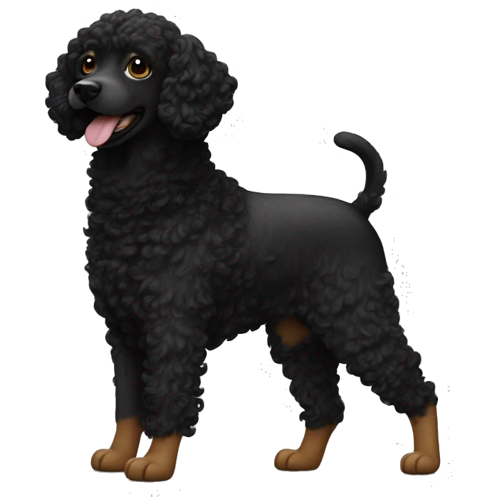 A black curly dog going out for a walk emoji