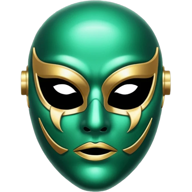 curved mask, poisonous, emerald emoji
