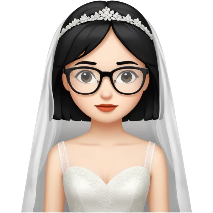girl with black hair in glasses in a wedding dress emoji