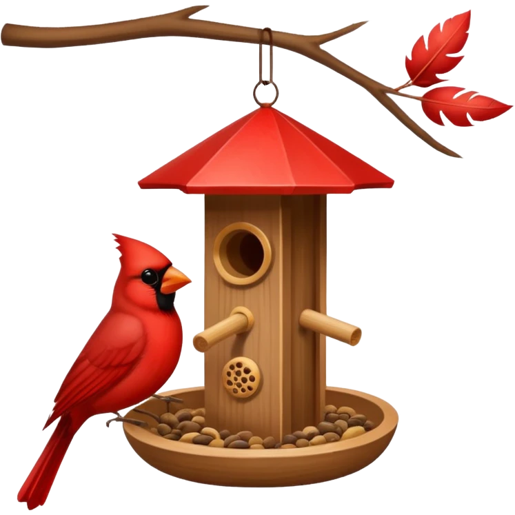 cardinal at bird feeder emoji