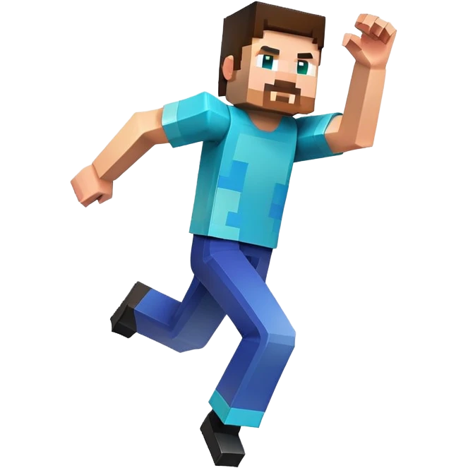 Minecraft character jumping emoji