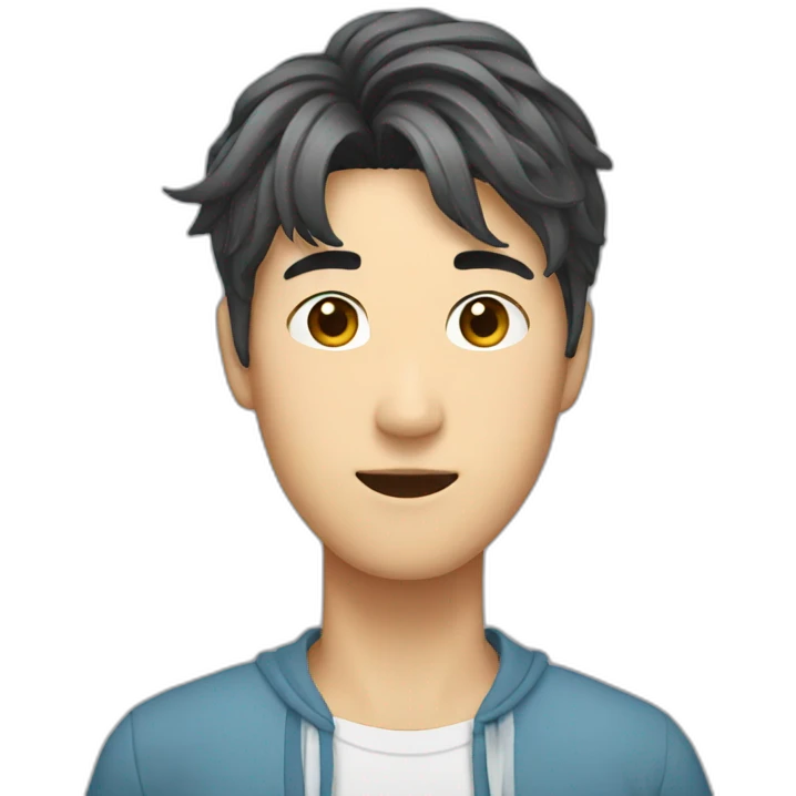 korean guy with curtains hair emoji