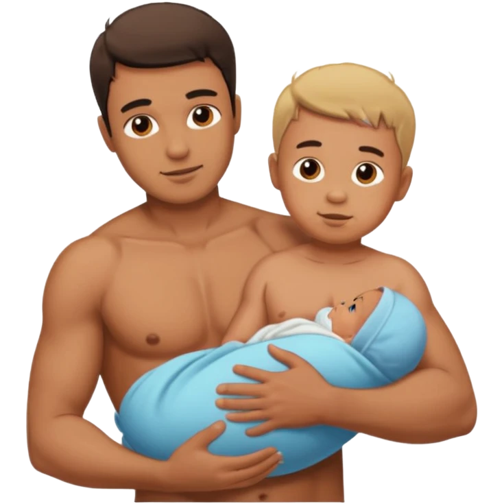 shirtless man breasting baby emoji