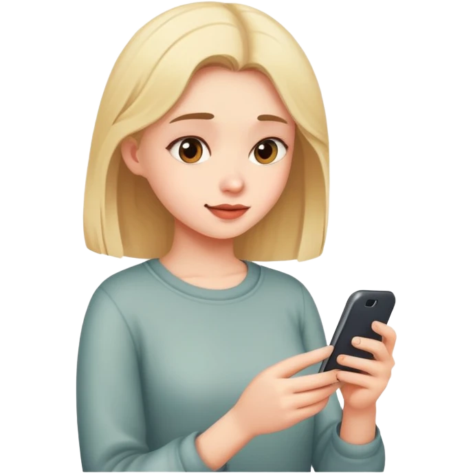 Girl texting her crush emoji