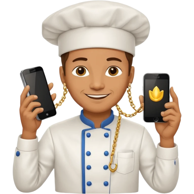 chef with gold chain holding phone emoji