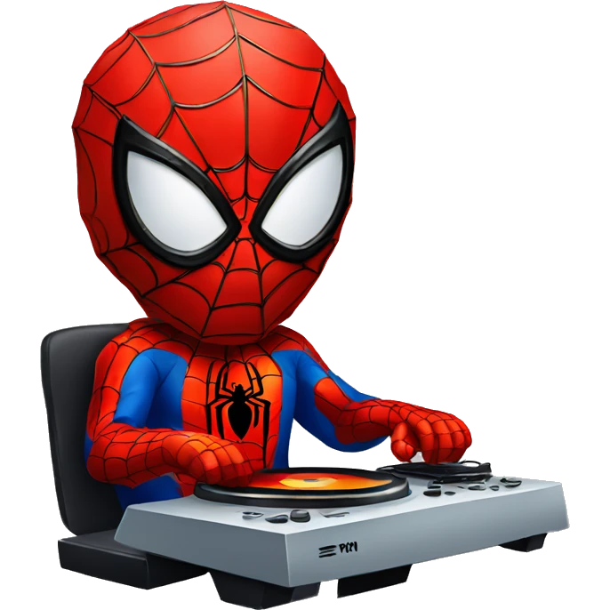 Spiderman using disk jockey emoji