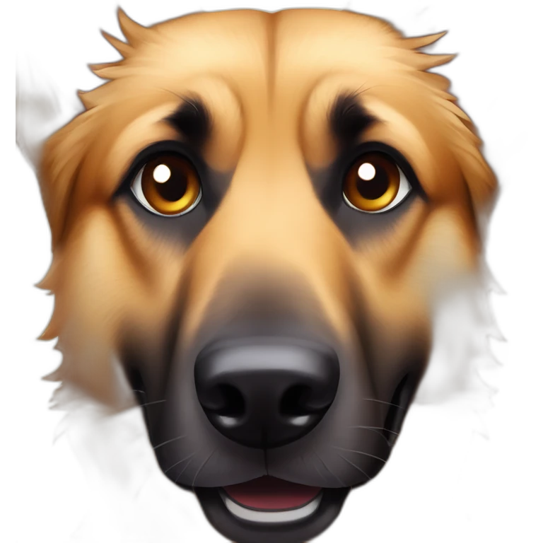 cross eyed german shepard dog with a snaggletooth emoji