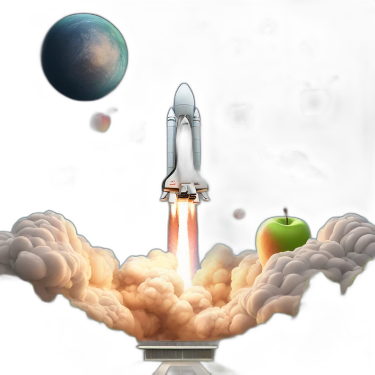 Apple Park blasting off to outer space emoji