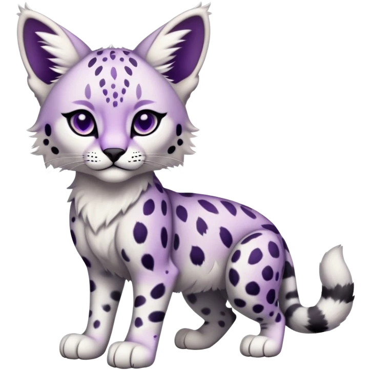 Epic Edgy Cute White Black Purple ethereal Serval-Snow-Leopard-Bobcat-Fionbri full body emoji
